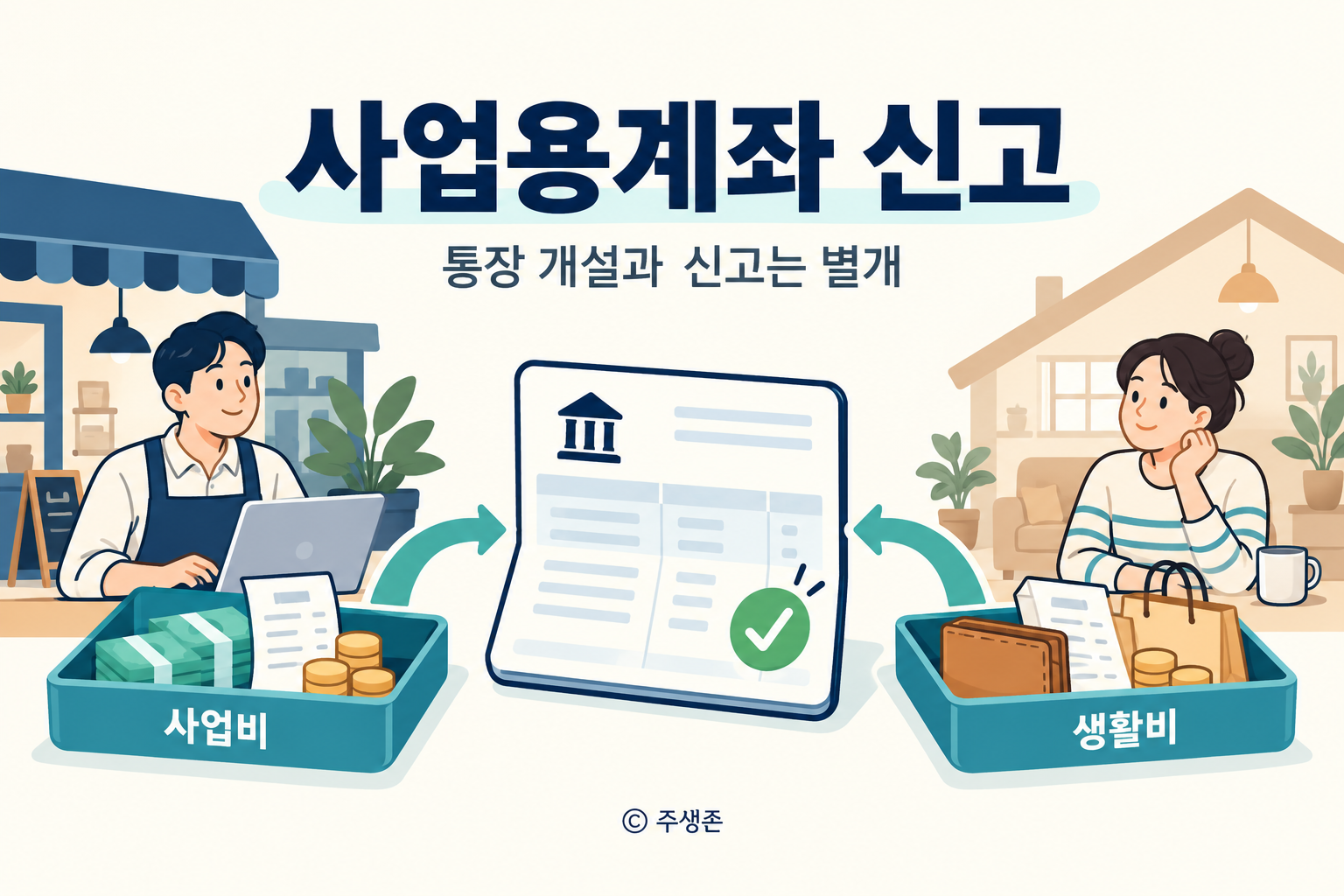 사업용계좌 신고와 통장 개설의 차이, 사업비와 생활비를 구분하는 모습